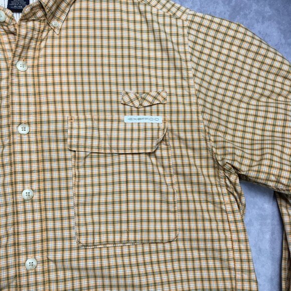 Exofficio Mens Long Sleeve Vented Shirt size XL Orange Plaid Button Up Pockets - Picture 14 of 16